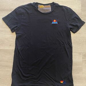 Aviator Nation Black T-Shirt with Colorful Patch Logo